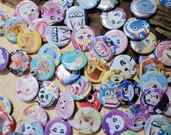AC Villagers inspired pinback buttons