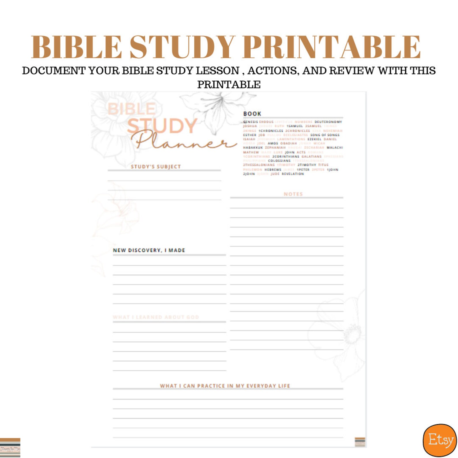 Bible Study Planner Sheet Single Sheet Bible Study | Etsy