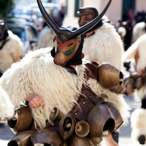 On Ox. Traditional mask of sardinian carnival. Sardinia, Italy.