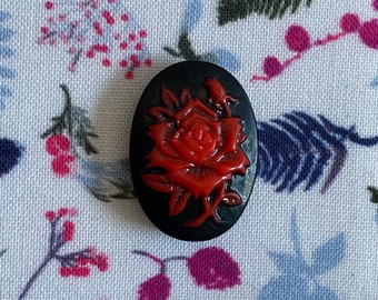 Red Rose Cameo Needle Minder / Needle Nanny / Needle Keeper