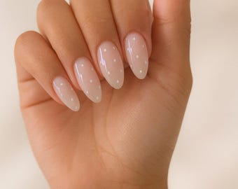 Polka Dot Press On Nails | Custom Colour Hand Painted, Reusable Gel Nail Set