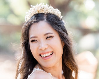 White Bridal Flower Crown Maternity Shoot Engagement Photos Flower Girl Preserved Flowers Floral Headpiece