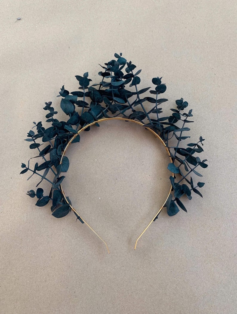 Blue Eucalyptus Bridal Flower Crown Boho Maternity Shoot Flower Girl Engagement Photos Preserved Flowers Headpiece