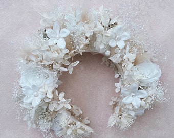 White Bridal Flower Crown Preserved Roses