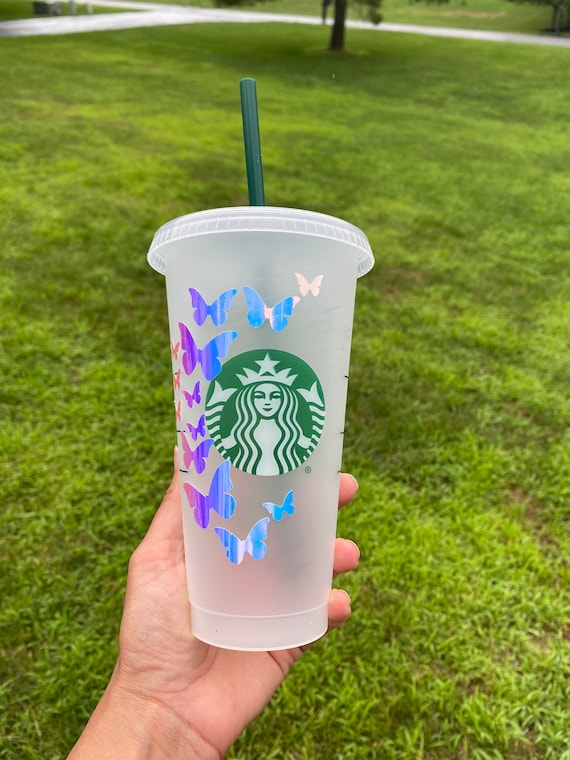 Personalized Butterfly Starbucks Reusable Cold Cup Tumbler 