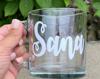 Personalized Mug - Glass Mug, Tea Mug, Coffee Mug, Chunky Mug, Custom Mug, Gift for Mom, Gift for Dad, Mug with Name, Personal Gift