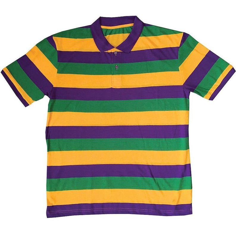 mardi gras striped polo shirt