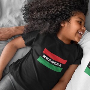 Kwanzaa African American Habari Gani Flag Youth Short Sleeve T-Shirt image 1