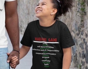 Kwanzaa Principles Habari Gani Kids Heavy Cotton Tee