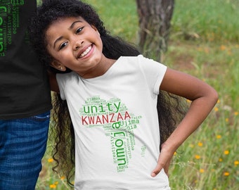 Kwanzaa Principles Africa Map Habari Gani Youth Short Sleeve T-Shirt