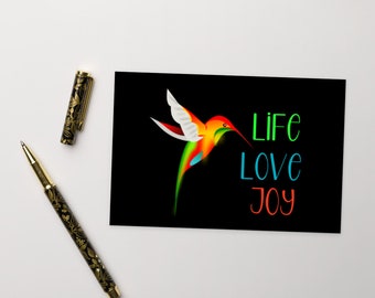 Life Love Joy Hummingbird Standard 4" x 6" Postcard