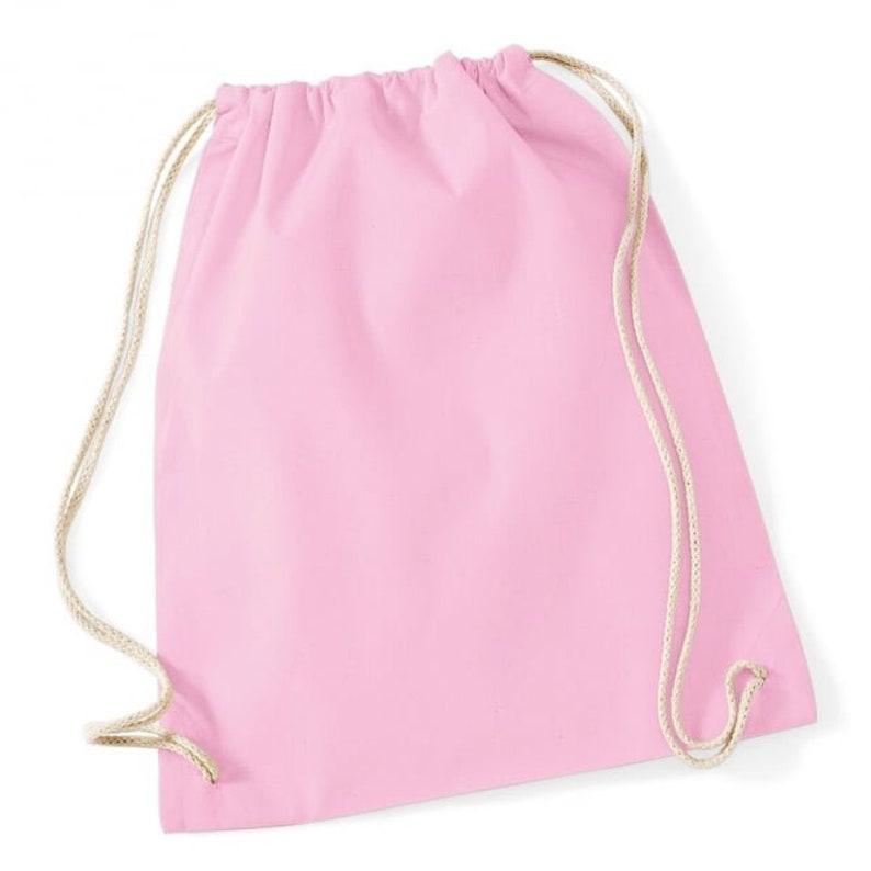 Choose from 10 colours and 4 animals Personalised Animal Drawstring PE Bag ideal for Nursery Pram Bag Childminder 100/% Cotton