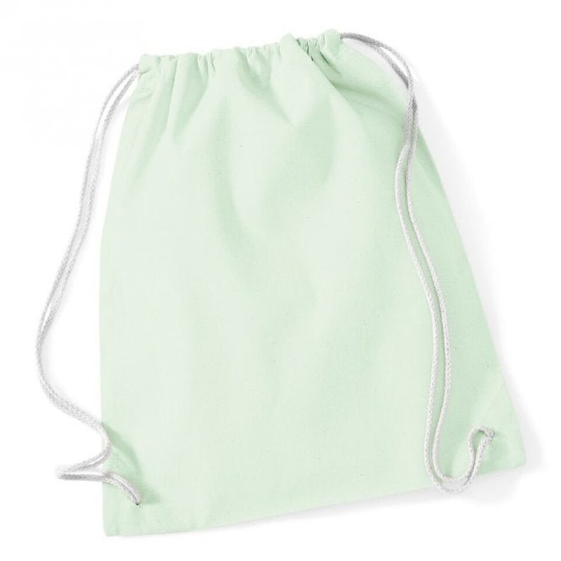 Choose from 10 colours and 4 animals Personalised Animal Drawstring PE Bag ideal for Nursery Pram Bag Childminder 100/% Cotton