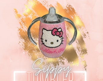 Blinged Kitty Sippy Cup | Travel Sippy Cup | Baby Shower Gift | Toddler Sippy