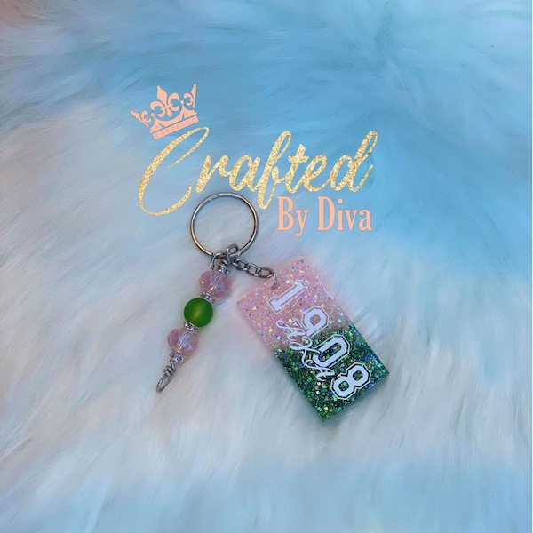 Porte-clés Alpha Kappa Alpha Sorority | AKA 1908 Design | Trousseau personnalisé