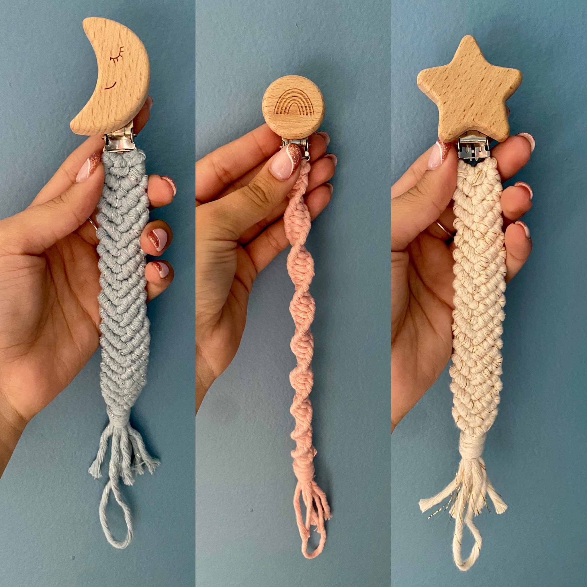 Macrame Pacifier Clips Shaped Pacifier clips Pacifier Etsy