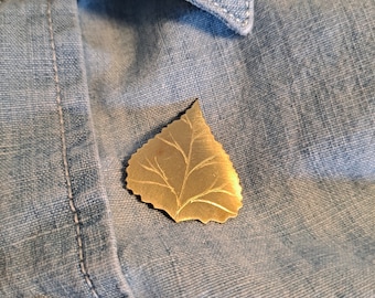 Spring Aspen Leaf Brass pin by Kaj Morris