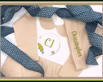 Cutest Footie and/or Heirloom Quilt for your littlest of fisherman!  Both are super soft and ready for your special touch.