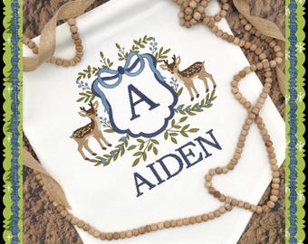 Custom baby banner; welcome banner - beautiful, personalized deer crest for your newest little!