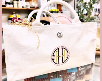 Monogrammed Wine Tote!  Beautiful, personalized canvas wine tote makes the perfect gift for that special wine lover in your life!