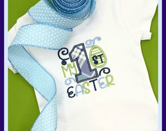 My First Easter white, short-sleeved onesie; have your little boy Easter ready!