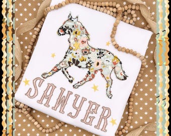For the equestrian or a little who simply loves horses or the rodeo!  Horse Applique; Western Shirt; Rodeo Shirt