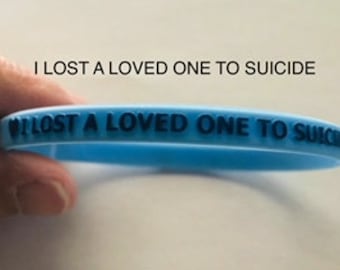 Suicide MemorialWristBands made of stretchy durable silicone rubber measure 1/4" x 8". Infinity band symbolizes eternity