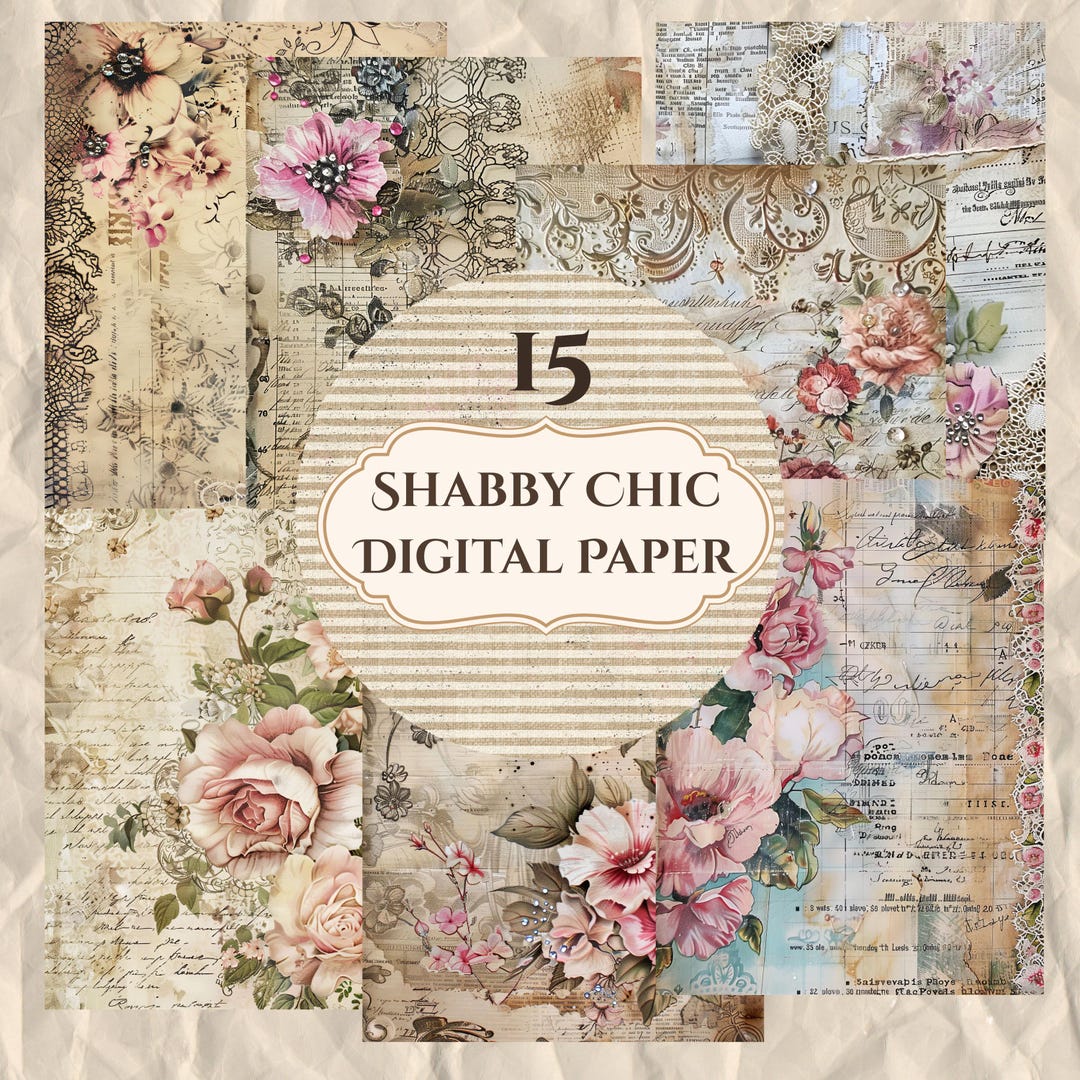 Junk Journal Pages – Shabby Chic Vintage Floral Printable | Digital ...