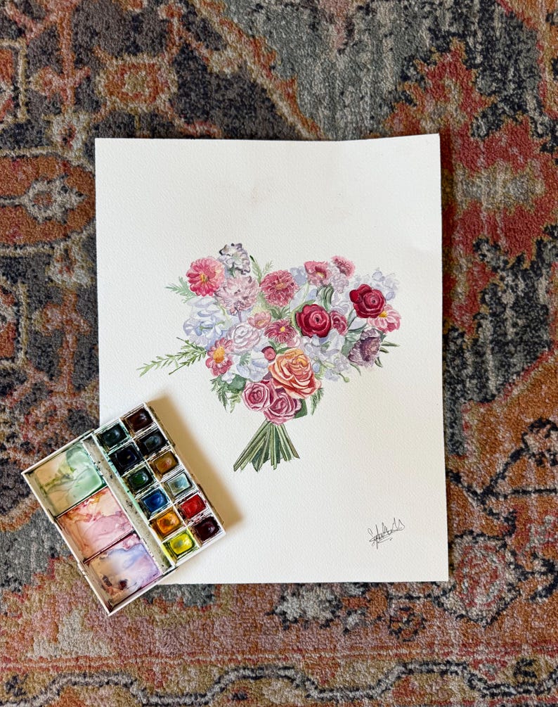 Custom Handpainted Watercolor Bouquet - Etsy