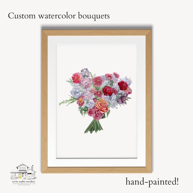 Custom Handpainted Watercolor Bouquet - Etsy