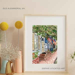 Download digital de impressão artística em aquarela de Old Alexandria, Virgínia
