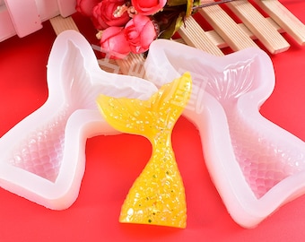 Diy crystal drip silica gel mold large and small fish tail pendant silica gel abrasive tool