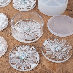 Diy crystal drop epoxyhars onderzetters ronde onderzetters opbergdoos siliconen spiegelvorm
