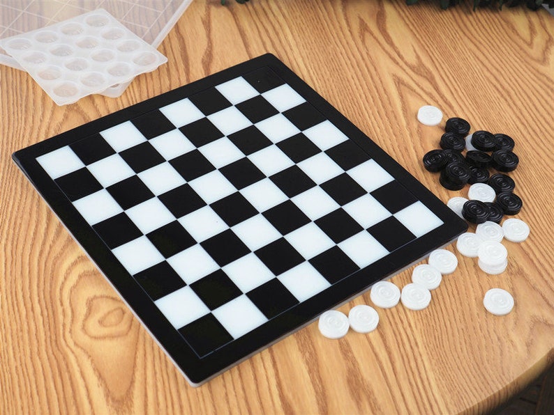 Diy glue drop chess board checkers board pieces epoxy resin Etsy