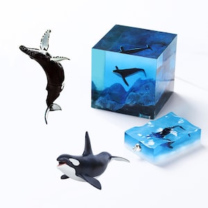 クリスタルグルーDIY海洋マイクロ風景ジャンプウォーターミニホワイトタイガーザトウクジラモデル