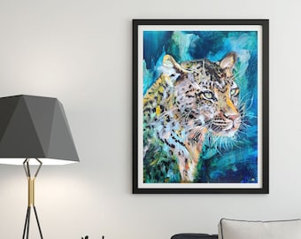 Leopard Art Big Cats Original Artwork Oil Painting Wall Decor Fine Art Giclee or Canvas Print