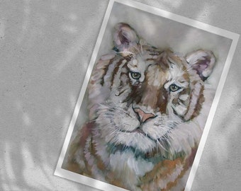 White Tiger Alla Prima Original Artwork Oil Painting Wall Decor Fine Art Giclee or Canvas Print