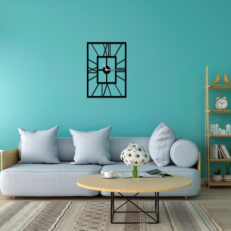 Rectangle Roman Metal Clock Metal Wall Clock Roman Clock image 3
