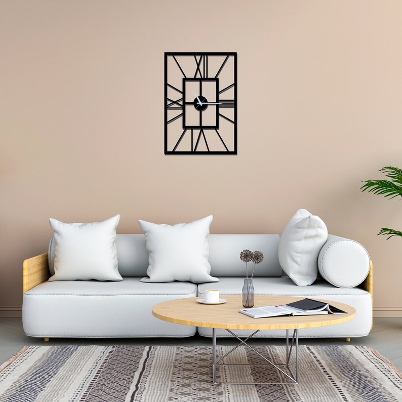 Rectangle Roman Metal Clock Metal Wall Clock Roman Clock image 4