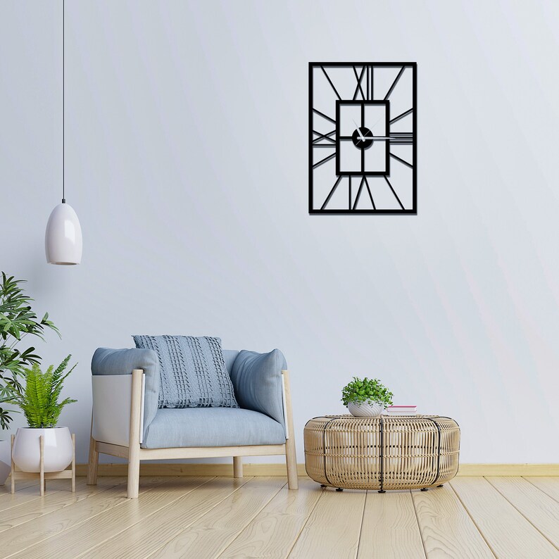Rectangle Roman Metal Clock Metal Wall Clock Roman Clock image 0