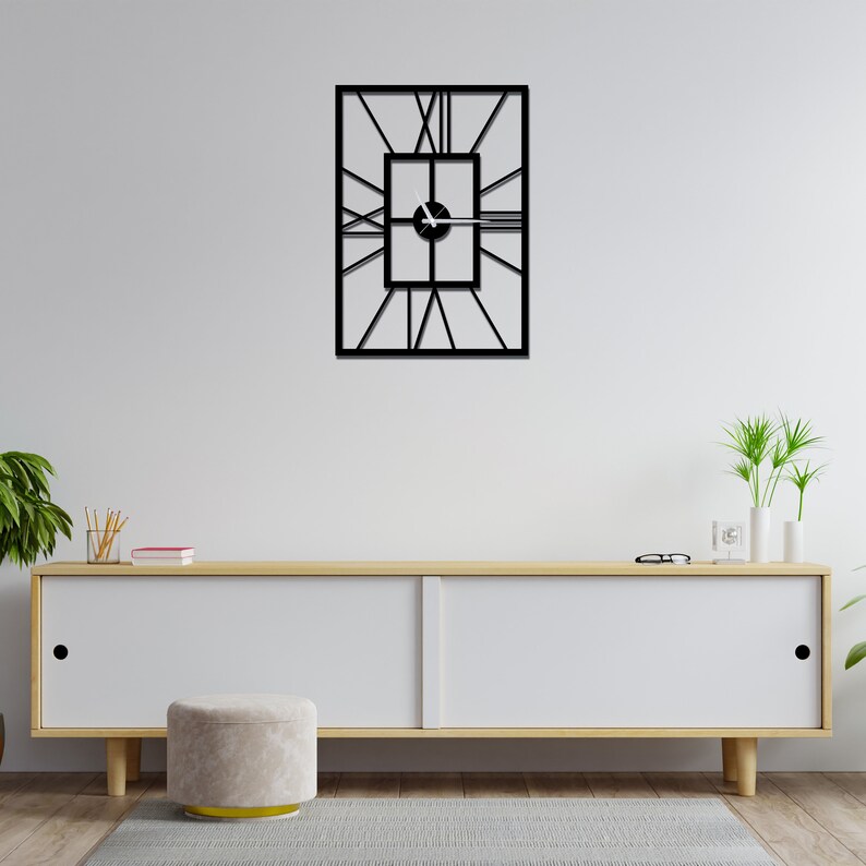 Rectangle Roman Metal Clock Metal Wall Clock Roman Clock image 2