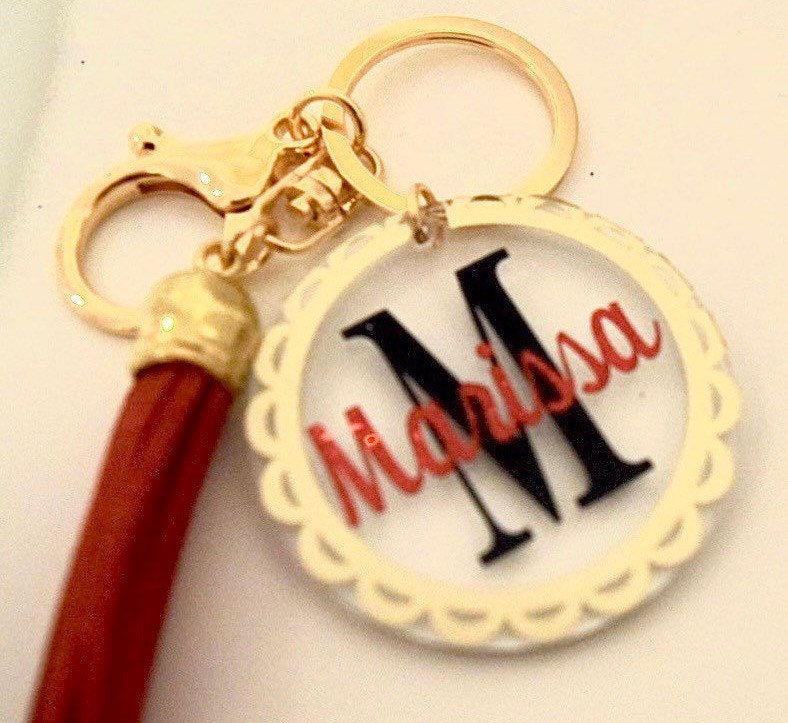 Llavero Personalizado De Tela Con Monograma - Tejido De Algodón Y Metal, Hecho A Mano En EE. UU.