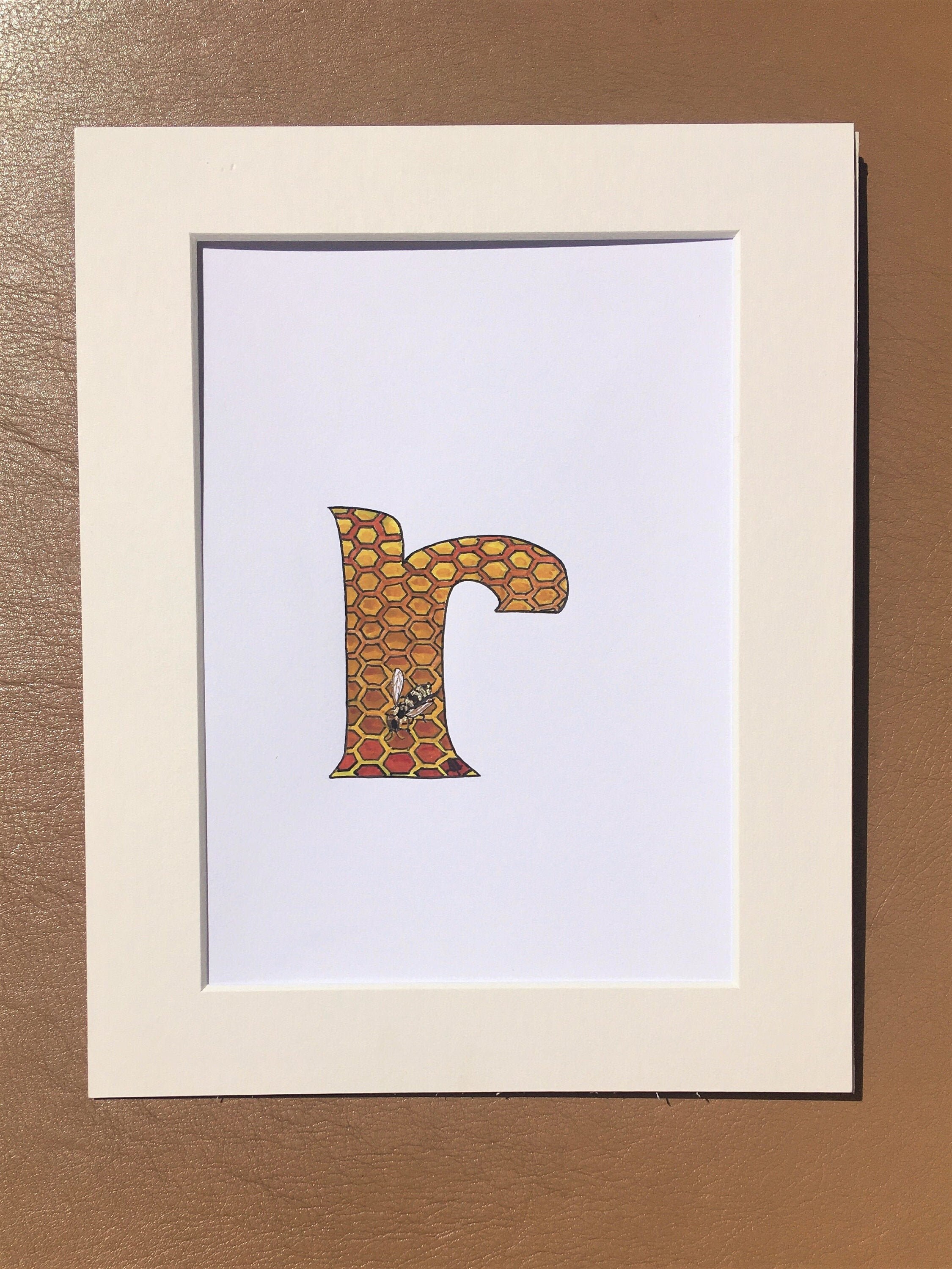 Initial Artwork, Hand Painted 'R'. Illustrated Alphabet Letter, Bee ...