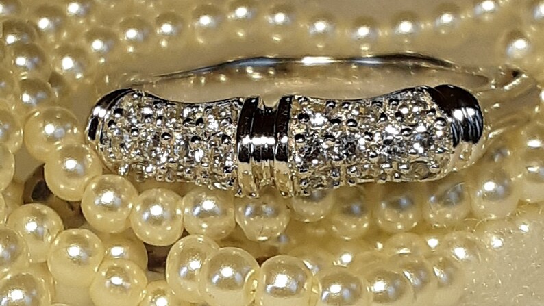gorgeous signed Joseph Esposito sterling silver ring band....shimmering Czs as well!~marked espo 925 in inside of ring!~