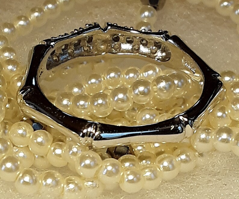 gorgeous signed Joseph Esposito sterling silver ring band....shimmering Czs as well!~marked espo 925 in inside of ring!~