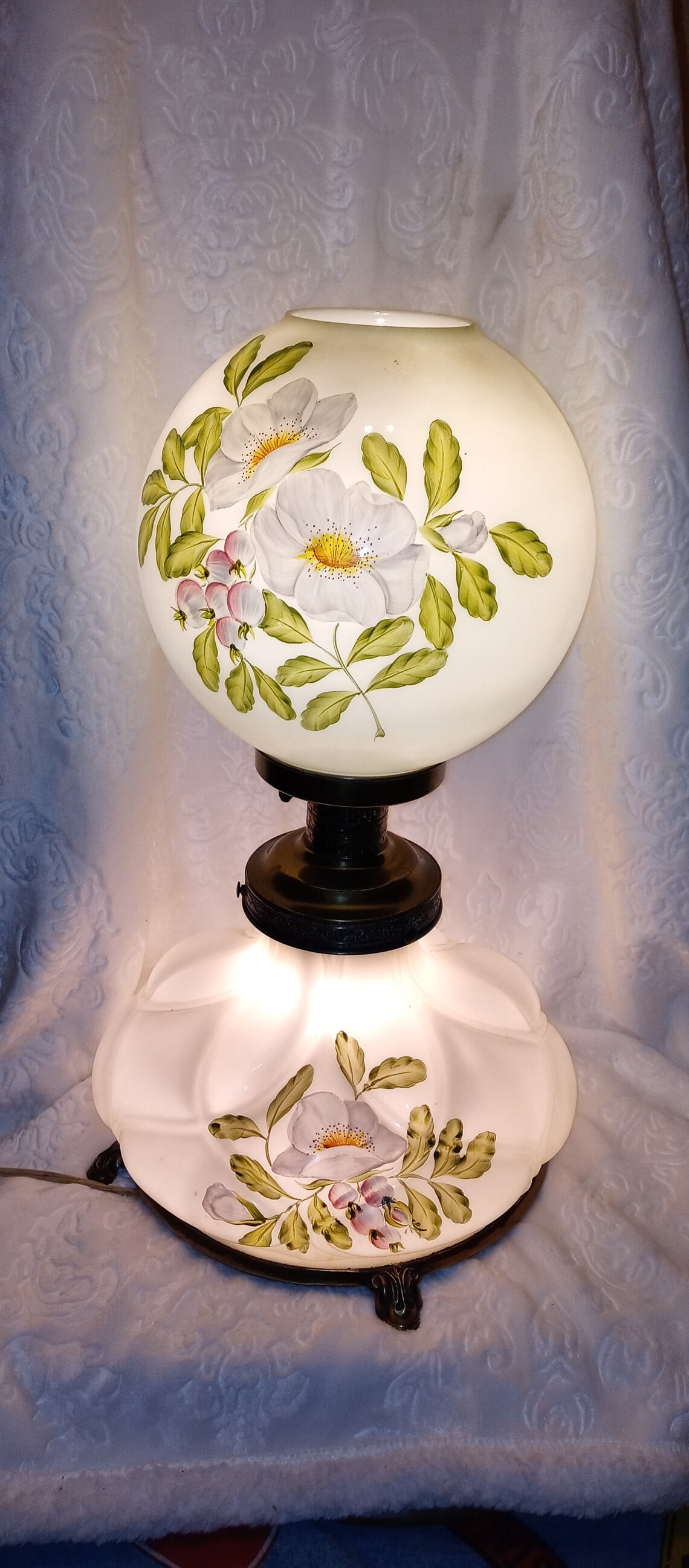 Stunningly Vintage Fenton 3 way HURRICANE LampHand Etsy