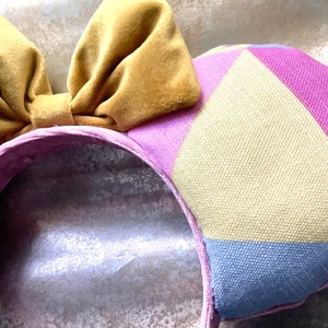 Geometric Pastel Dusky Pink Reversible Velvet Mouse Ears