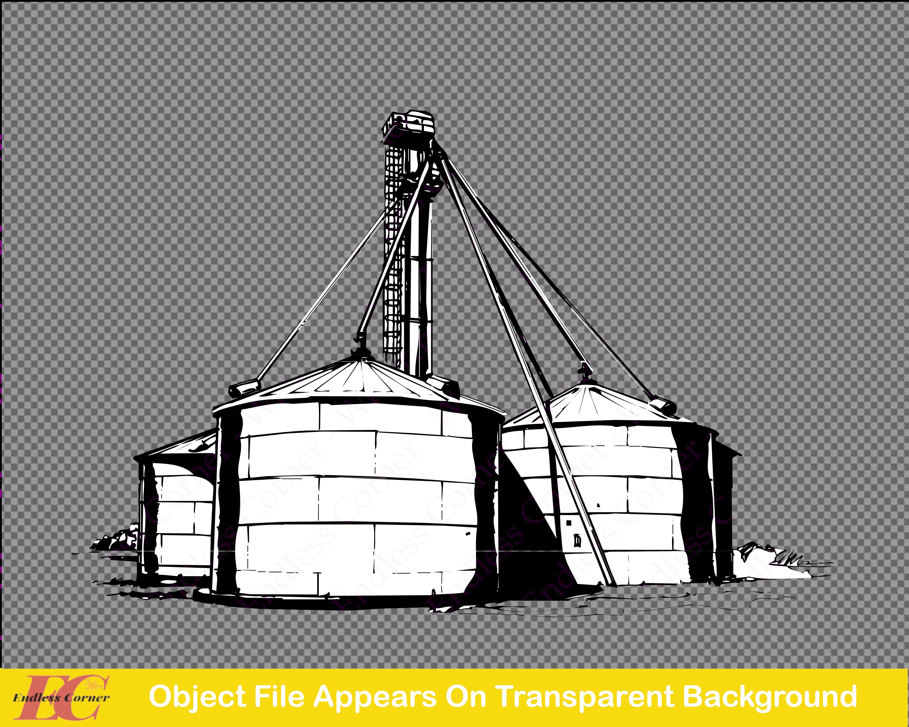 Farm Giant Grain Bins Digital Instant Download, Cut Files, Clip Art