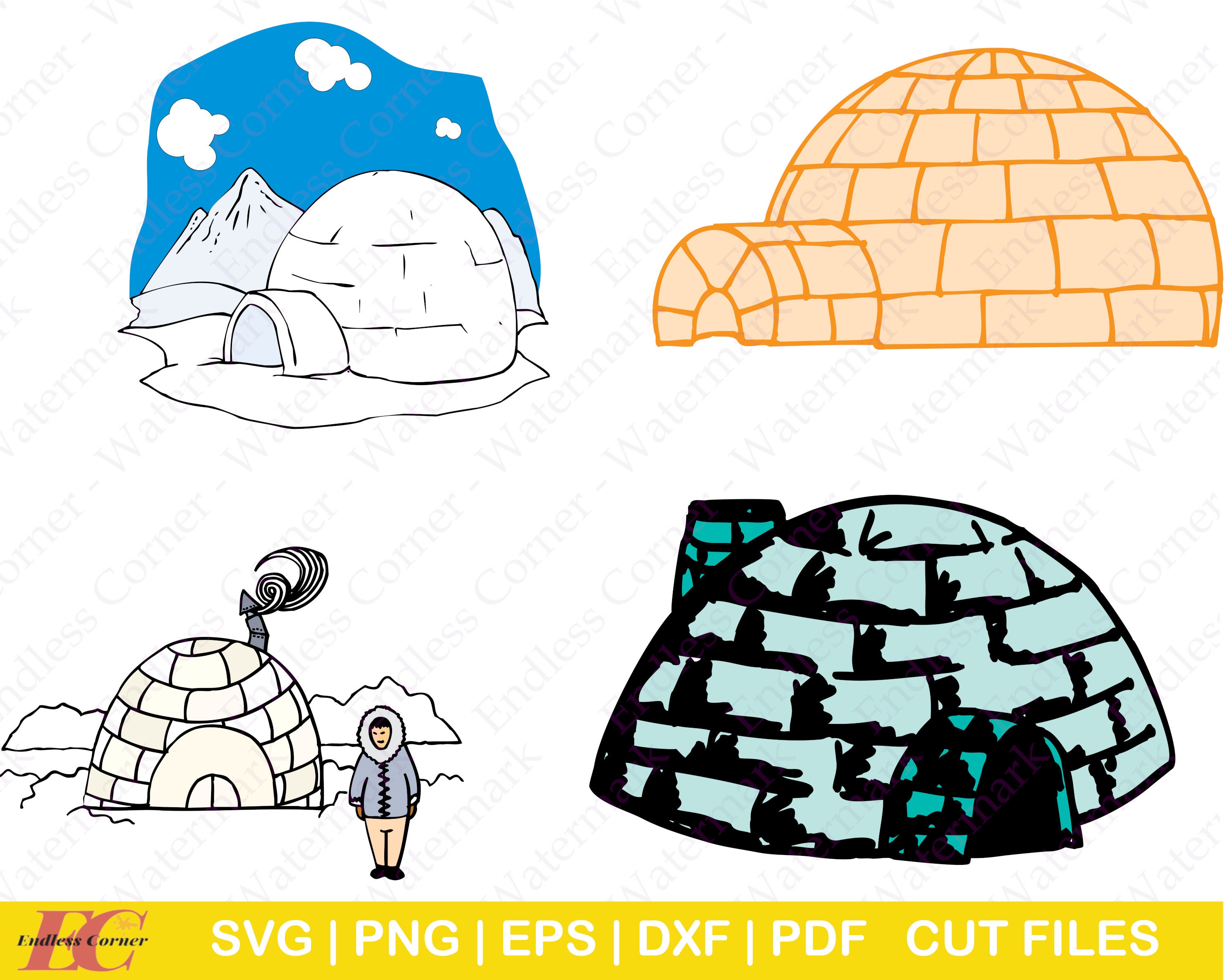 Igloo Drawing - Etsy Canada Igloo Drawing - Etsy Canada
