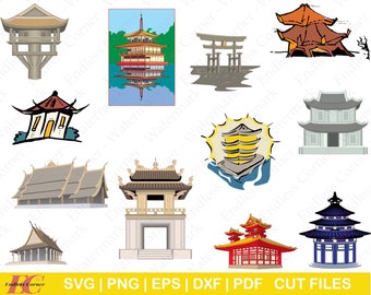 Pagoda Svg Jpg Eps Pdf Png SC747 Japan Pagoda Silhouette Cut File Japanese Pagoda Clipart Pagoda SVG